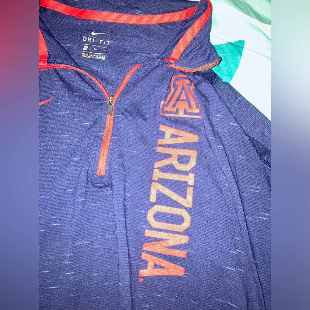 Nike Blue and Red Women's Crew Neck Sweater